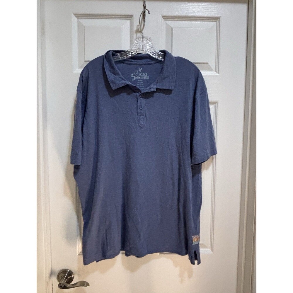 Its 5 OClock Somewhere Mens Blue Size Large Polo Shirt Soft And Casual